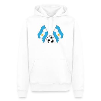 Zwei argentinische Flaggen mit einem Fußball-Argentini - Männer Premium Bio Hoodie - Weiß - Vorne - Nico (187cm)