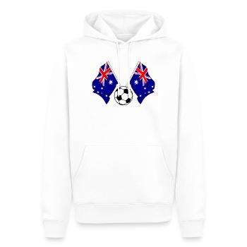Zwei australische Flaggen mit einem Fußball - Männer Premium Bio Hoodie - Weiß - Vorne - Nico (187cm)
