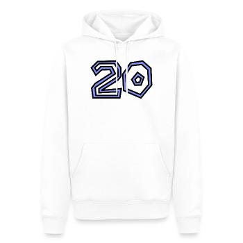 20. 20 ANS - Sweat à capuche Premium bio Homme - blanc - Devant - Nico (187cm)