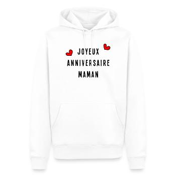 JOYEUX ANNIVERSAIRE MAMAN - Sweat à capuche Premium bio Homme - blanc - Devant - Nico (187cm)