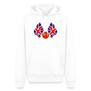 Zwei gekreuzte Großbritannien-Flaggen, Basketball - Männer Premium Bio Hoodie - Weiß - Vorne - Nico (187cm)