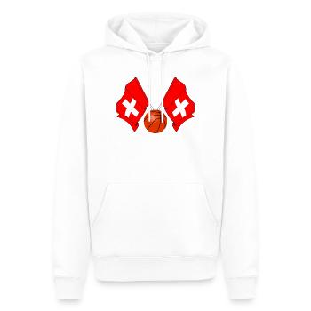 Deux drapeaux suisses Basketball Suisse - Sweat à capuche Premium bio Homme - blanc - Devant - Nico (187cm)