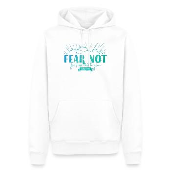Fear not for I am with you - Männer Premium Bio Hoodie - Weiß - Vorne - Nico (187cm)