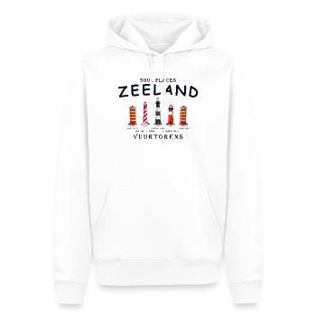 Zélande, Pays-Bas, Phares Dessin à la main - Sweat à capuche Premium bio Homme - blanc - Devant - Nico (187cm)