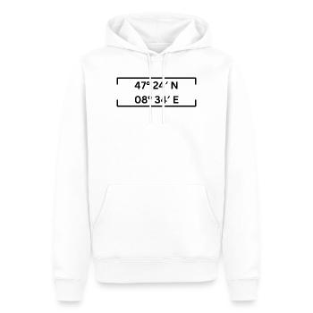 Coordonnées Kreis 12 Zurich Minimaliste - Sweat à capuche Premium bio Homme - blanc - Devant - Nico (187cm)
