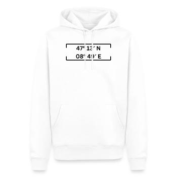 Coordonnées Rapperswil, Suisse Minimaliste - Sweat à capuche Premium bio Homme - blanc - Devant - Nico (187cm)
