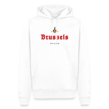 Bruxelles Bruxelles Belgique - Sweat à capuche Premium bio Homme - blanc - Devant - Nico (187cm)