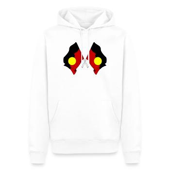 Deux drapeaux croisés par des Aborigènes - Sweat à capuche Premium bio Homme - blanc - Devant - Nico (187cm)