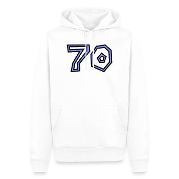 70. 70 YEARS. 70TH ANNIVERSARY. 70TH ANNIVERSARY. - Men’s Premium Organic Hoodie - white - Front - Nico (187cm)
