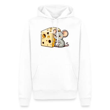 Cheese Lover Mouse: Der winzige Gourmet - Männer Premium Bio Hoodie - Weiß - Vorne - Nico (187cm)