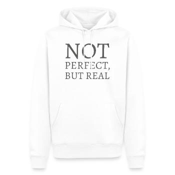 Nicht perfekt, doch real - Männer Premium Bio Hoodie - Weiß - Vorne - Nico (187cm)