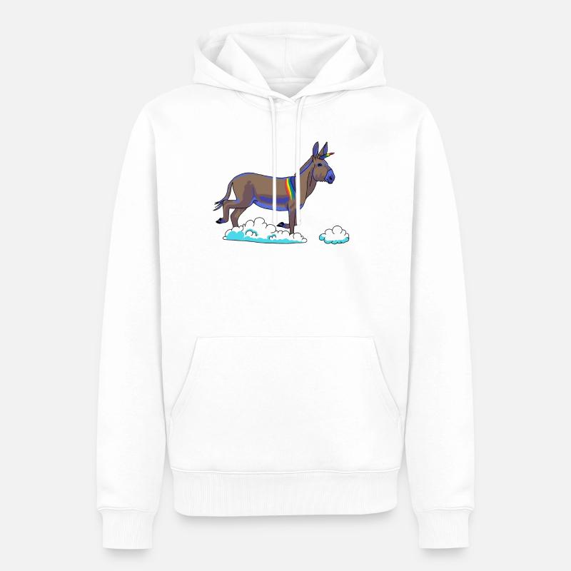 Regenbogen-Einhorn auf Wolken - Männer Premium Bio Hoodie - Weiß