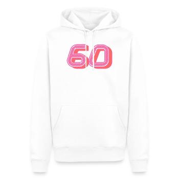 60. 60 ANS. 60e ANNIVERSAIRE. ANNIVERSAIRE 60 ANS. - Sweat à capuche Premium bio Homme - blanc - Devant - Nico (187cm)