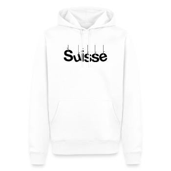 SCHWEIZ. LAND. GENF. HUMOR. FLAGGE - Männer Premium Bio Hoodie - Weiß - Vorne - Nico (187cm)