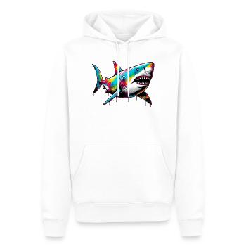 Requin - Sweat à capuche Premium bio Homme - blanc - Devant - Nico (187cm)
