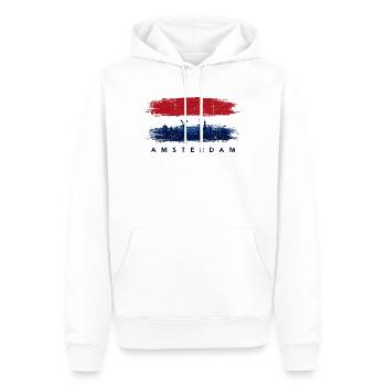 Amsterdam Skyline Brush Flagge - Männer Premium Bio Hoodie - Weiß - Vorne - Nico (187cm)