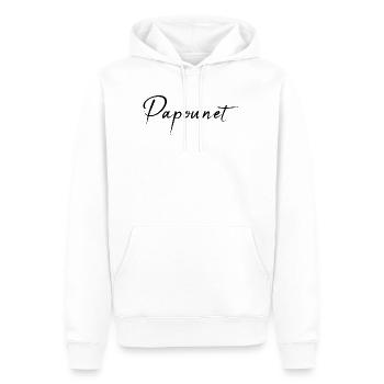 PAPOUNET. PAPA. VATERTAG. FROHER VATERTAG - Männer Premium Bio Hoodie - Weiß - Vorne - Nico (187cm)