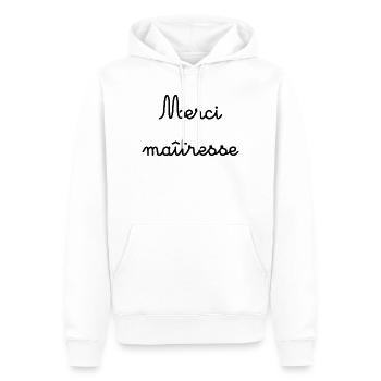MERCI. MAÎTRESSE. MAÎTRE. MERCI MAÎTRESSE - Sweat à capuche Premium bio Homme - blanc - Devant - Nico (187cm)