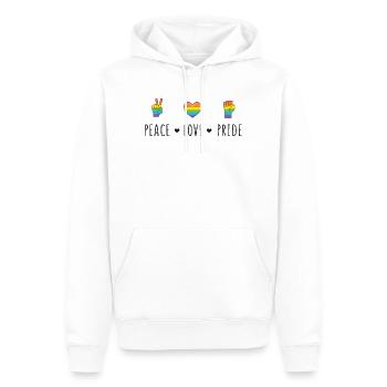 LGBT Pride Month - Peace. Love. Pride - Men’s Premium Organic Hoodie - white - Front - Nico (187cm)