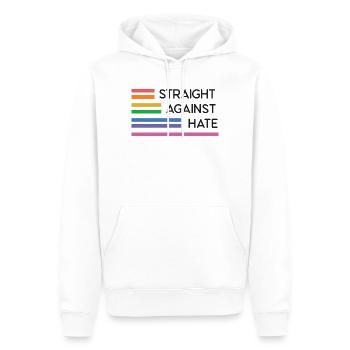 Mois de la fierté LGBT - Straight Against Hate - Sweat à capuche Premium bio Homme - blanc - Devant - Nico (187cm)