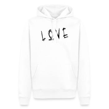 LOVE. JUST MARRIED. EVJF. SAINT VALENTIN. COUPLE - Sweat à capuche Premium bio Homme - blanc - Devant - Nico (187cm)
