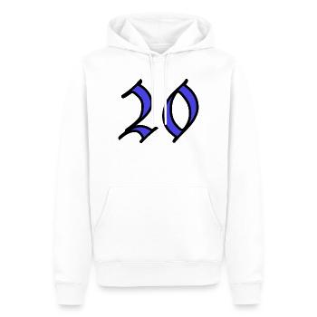 20. 20 YEARS. 20th ANNIVERSARY. 20 YEARS ANNIVERSARY. - Men’s Premium Organic Hoodie - white - Front - Nico (187cm)