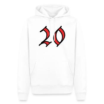 20. 20 YEARS. 20th ANNIVERSARY. 20 YEARS ANNIVERSARY. - Men’s Premium Organic Hoodie - white - Front - Nico (187cm)
