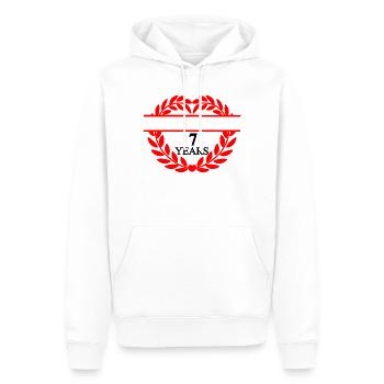 Nom bannière sept ans, couronne de laurier coeur - Sweat à capuche Premium bio Homme - blanc - Devant - Nico (187cm)