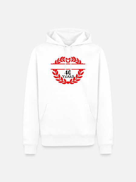 Banner Name vierzig, Herz Lorbeerkranz - Männer Premium Bio Hoodie - Weiß