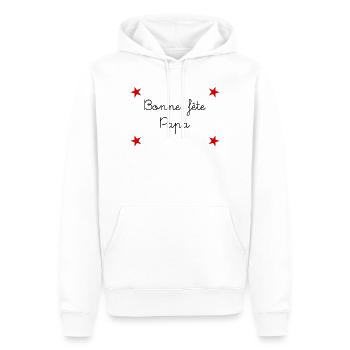 VATERTAG. FROHER VATERTAG. PAPA. ALLES GUTE ZUM GEBURTSTAG. - Männer Premium Bio Hoodie - Weiß - Vorne - Nico (187cm)