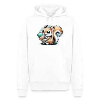 Écureuil de dessin animé mignon avec de la crème glacée - Sweat à capuche Premium bio Homme - blanc - Devant - Nico (187cm)