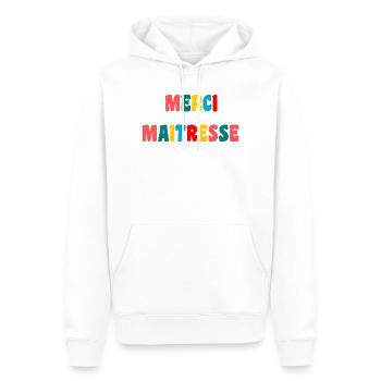 MISTRESS. THANK YOU. THANK YOU MISTRESS. MISTRESS - Men’s Premium Organic Hoodie - white - Front - Nico (187cm)