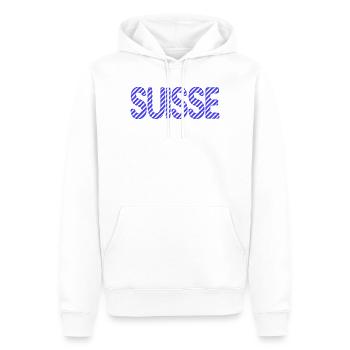 SUISSE. PAYS. GENEVE. SUISSE. HUMOUR. PAYS - Sweat à capuche Premium bio Homme - blanc - Devant - Nico (187cm)