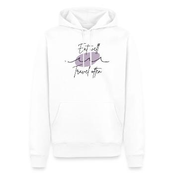 Eat well travel often welle - Männer Premium Bio Hoodie - Weiß - Vorne - Nico (187cm)