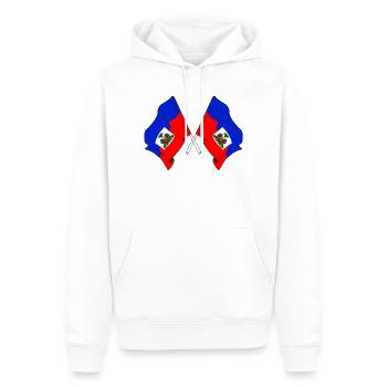 Deux drapeaux d’Haïti - Sweat à capuche Premium bio Homme - blanc - Devant - Nico (187cm)