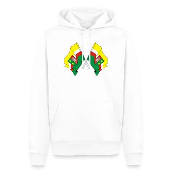 Two flags Lubusz - Men’s Premium Organic Hoodie - white - Front - Nico (187cm)