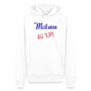 MISTRESS. THANK YOU. THANK YOU MISTRESS - Men’s Premium Organic Hoodie - white - Front - Nico (187cm)