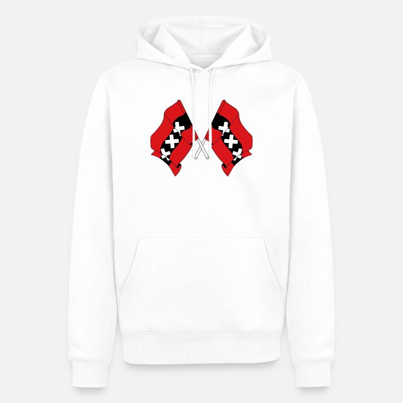 Deux drapeaux Amsterdam Pays-Bas - Sweat à capuche Premium bio Homme - blanc