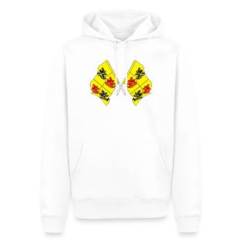 Deux drapeaux Hainaut Belgique - Sweat à capuche Premium bio Homme - blanc - Devant - Nico (187cm)