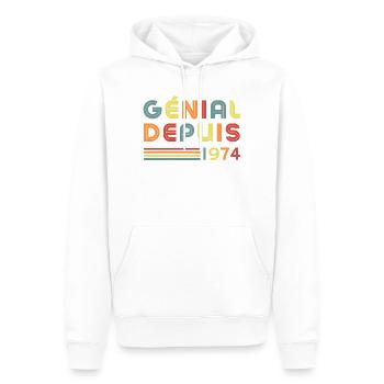 Génial Depuis 1974 - Sweat à capuche Premium bio Homme - blanc - Devant - Nico (187cm)