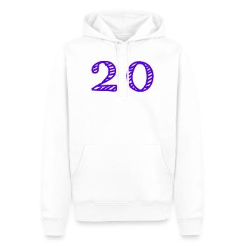 20. 20 ANS. 20e ANNIVERSAIRE. ANNIVERSAIRE 20 ANS. - Sweat à capuche Premium bio Homme - blanc - Devant - Nico (187cm)
