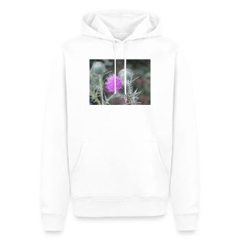 Violetten Distelblüten-Muster - Männer Premium Bio Hoodie - Weiß - Vorne - Nico (187cm)