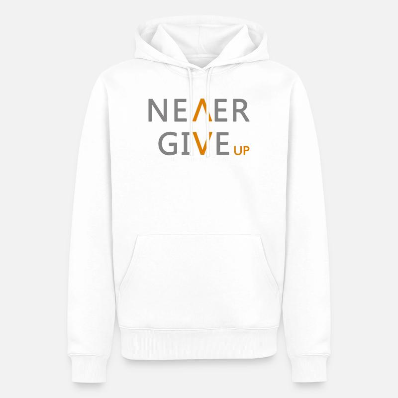 Never give up Incarnez essence de la persévérance - Sweat à capuche Premium bio Homme - blanc