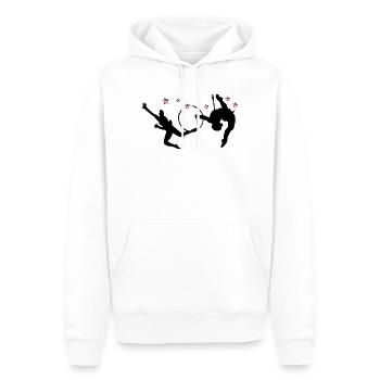 Gymnastique rythmique avec cerceaux - Sweat à capuche Premium bio Homme - blanc - Devant - Nico (187cm)