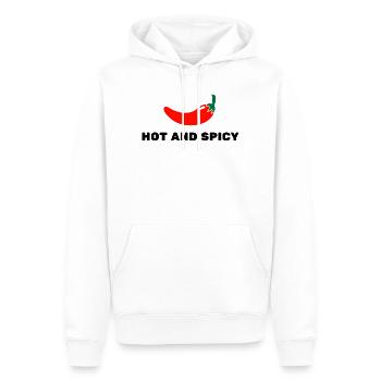Scharf und würzig - Männer Premium Bio Hoodie - Weiß - Vorne - Nico (187cm)