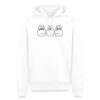 3 chats - Sweat à capuche Premium bio Homme - blanc - Devant - Nico (187cm)