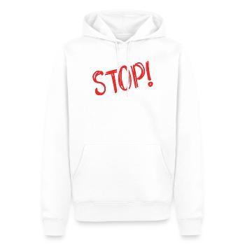 STOP. HUMOR. MESSAGE. QUOTATION. PANEL. DAD - Men’s Premium Organic Hoodie - white - Front - Nico (187cm)