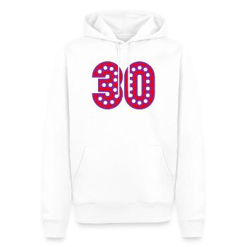 HAPPY BIRTHDAY. JOYEUX ANNIVERSAIRE. ANNIVERSAIRE. - Sweat à capuche Premium bio Homme - blanc - Devant - Nico (187cm)