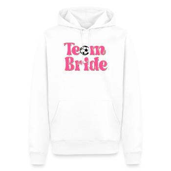 ÉQUIPE MARIÉE JOUANT AU FOOTBALL - MARIAGE - Sweat à capuche Premium bio Homme - blanc - Devant - Nico (187cm)
