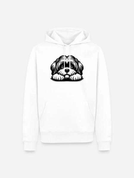 Lhasa Apso Head with Paws - Men’s Premium Organic Hoodie - white